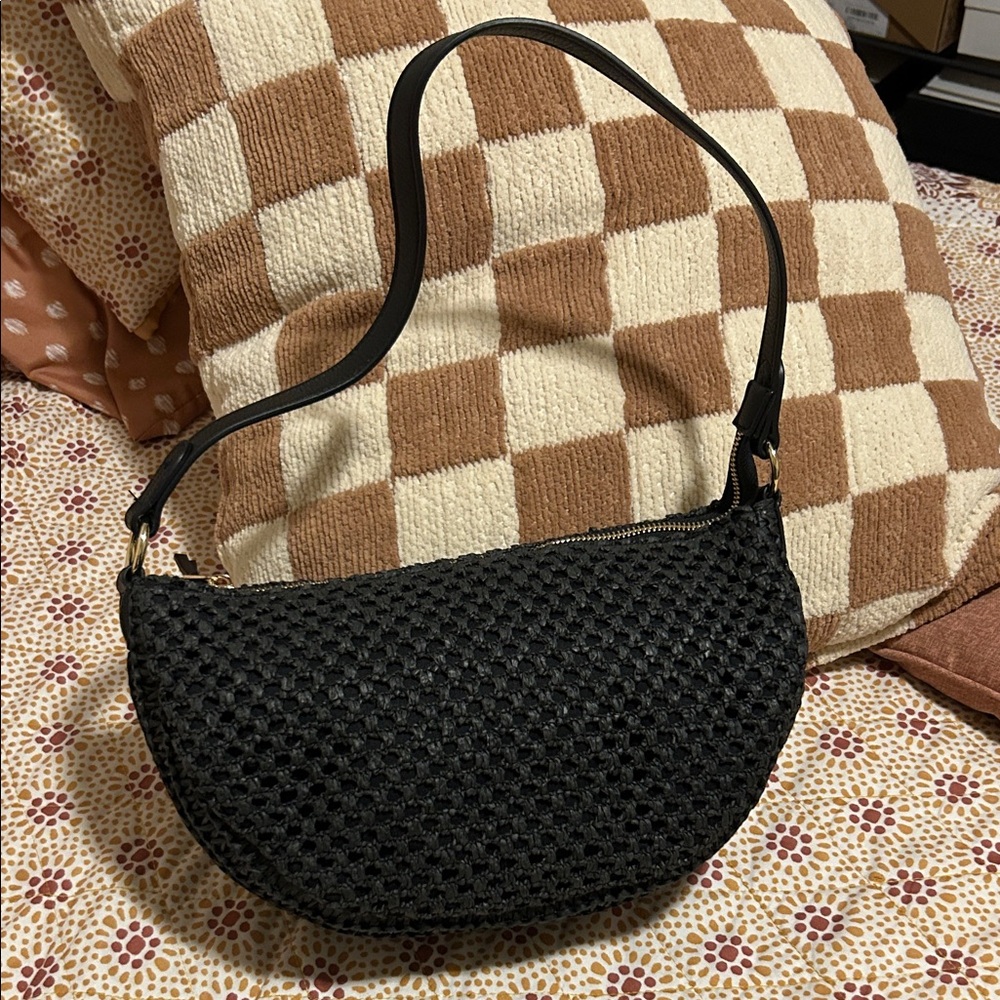 Black Woven Shoulder Bag